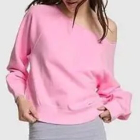 PINK Victoria's Secret Ivy Fleece Off-The-Shoulder Sweatshirt - Picture 5 of 15